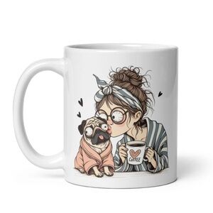 Cute Pug and Girl Coffee Mug